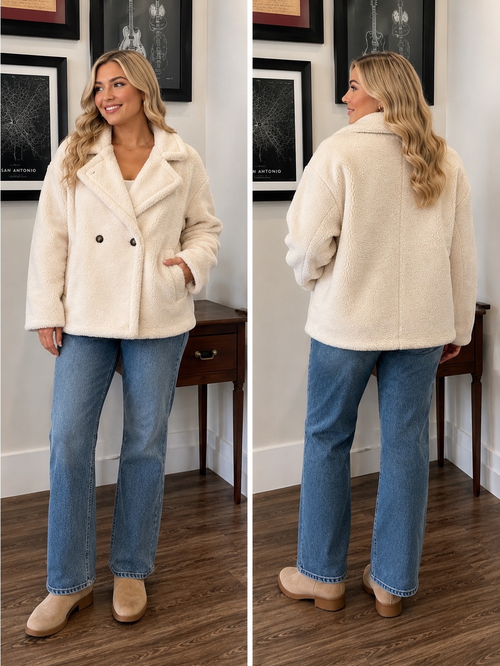 NWT GAP Sherpa Jacket Coat Double Breasted Collared $128
